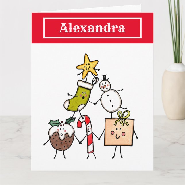 Carte Caractères de Noël personnalisés (Devant)