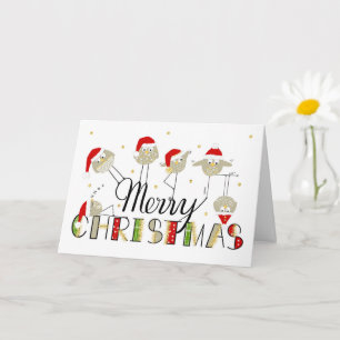 Carte Caractères d'oiseaux amusants Noël