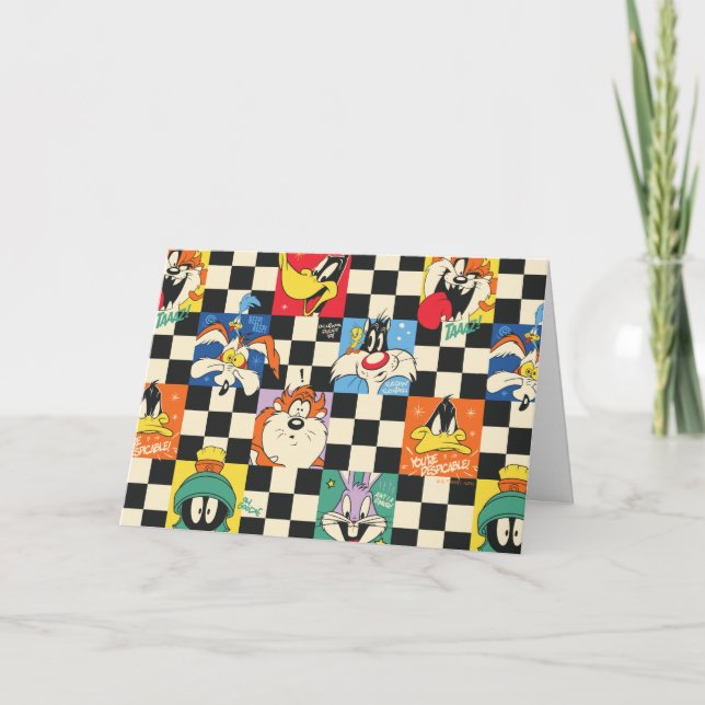 Carte Caractères LOONEY TUNES™ sur Checker noir et blanc (Devant)