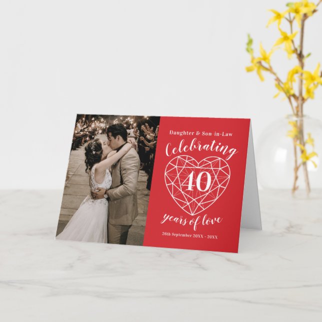 Carte cardiaque du 40e anniversaire du Mariage Rub (Fleur jaune)