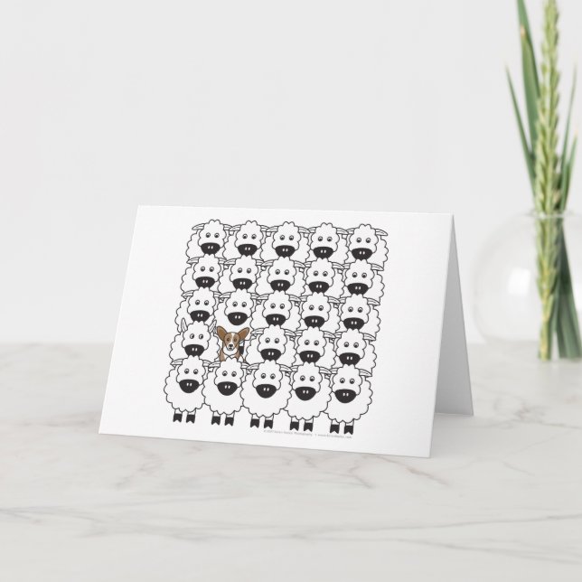 Carte Cardigan Welsh Corgi dans le mouton (Devant)