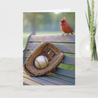 Cardinal d'anniversaire avec une balle de baseball