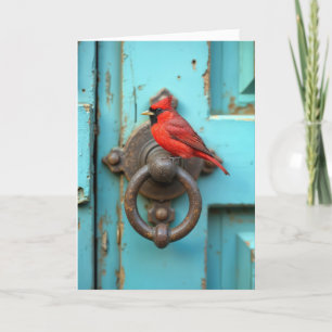 Carte Cardinal d'Anniversaire sur une porte rouillée