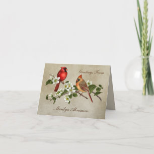 Carte Cardinal Dogwood Blossoms Homme Femme Cardinal Car