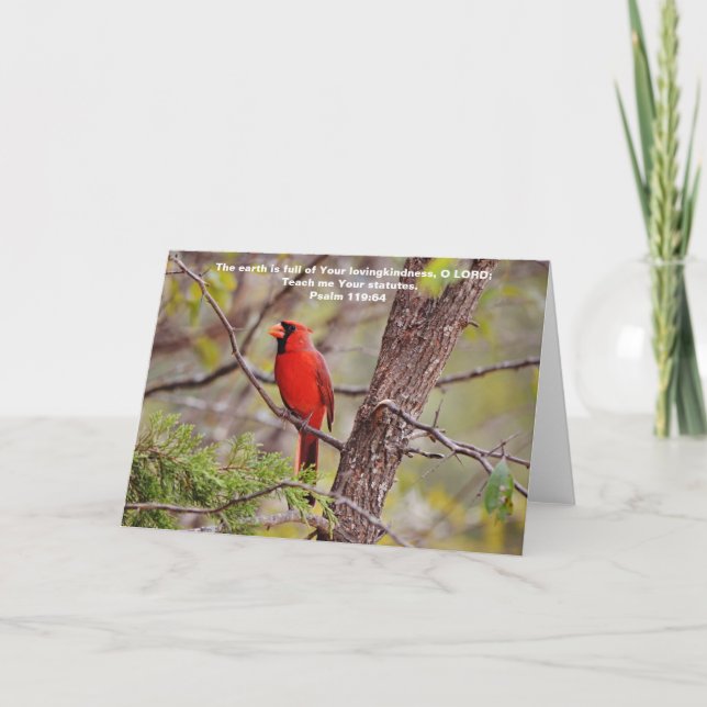 Carte Cardinal Rouge Psaume 119:64 (Devant)