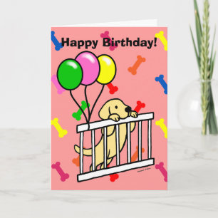 Carte Caricature à chiot jaune du Labrador