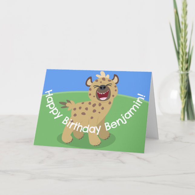 Carte Caricature amusante hyena riant illustration (Devant)