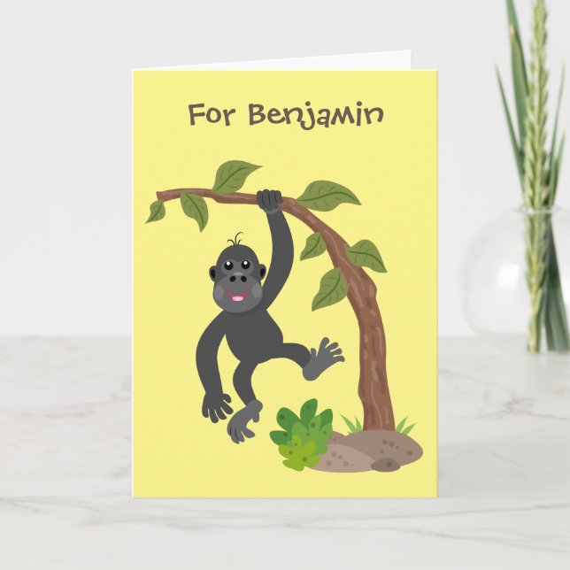 Carte Caricature amusante pour bébé gorille (Devant)