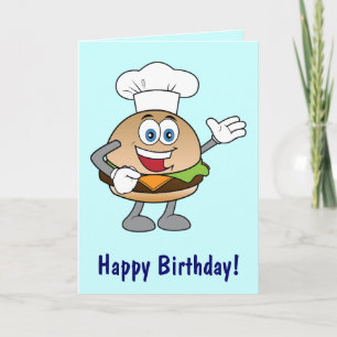 Carte Caricature Cheeseburger Joyeux Anniversaire