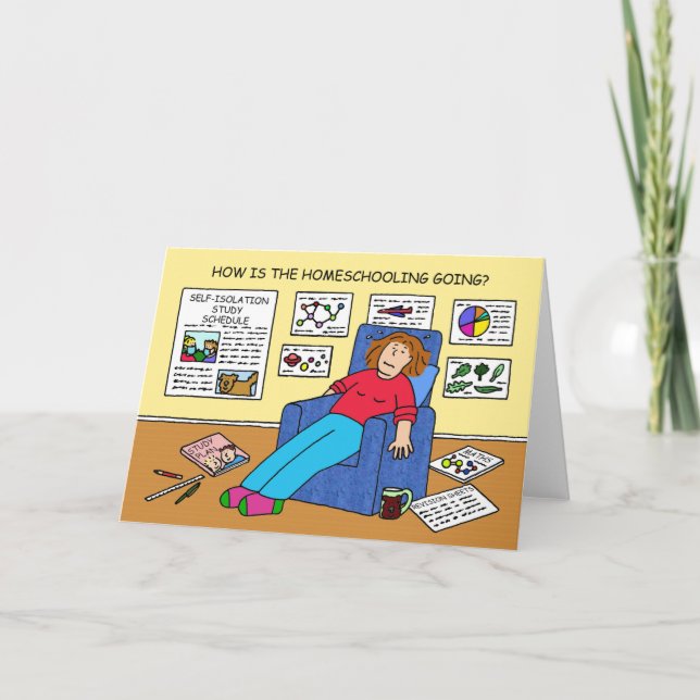 Carte Caricature Covid 19 Home Schooling (Devant)