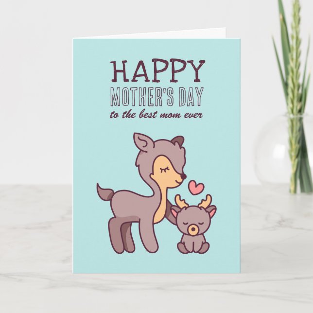Carte Caricature d'animal de cerfs mignons Bonne fête de (Devant)