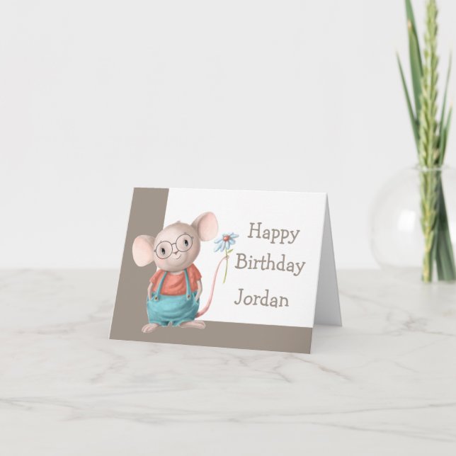 Carte Caricature d'animal mignon pour souris avec lunett (Devant)