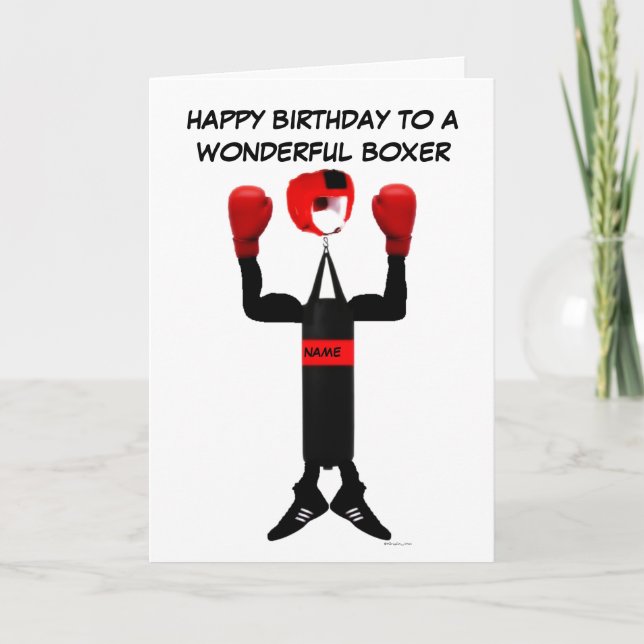 Carte Caricature d'anniversaire Boxer (Devant)