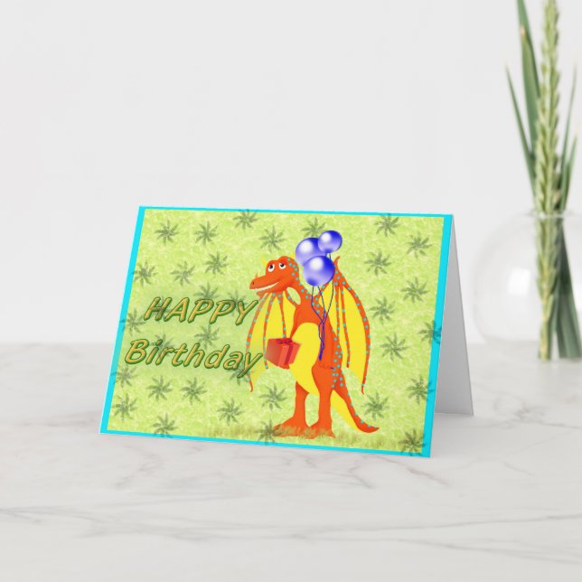 Carte Caricature d'anniversaire Dragon (Devant)