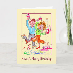 Carte Caricature d'anniversaire d'une fête de couple