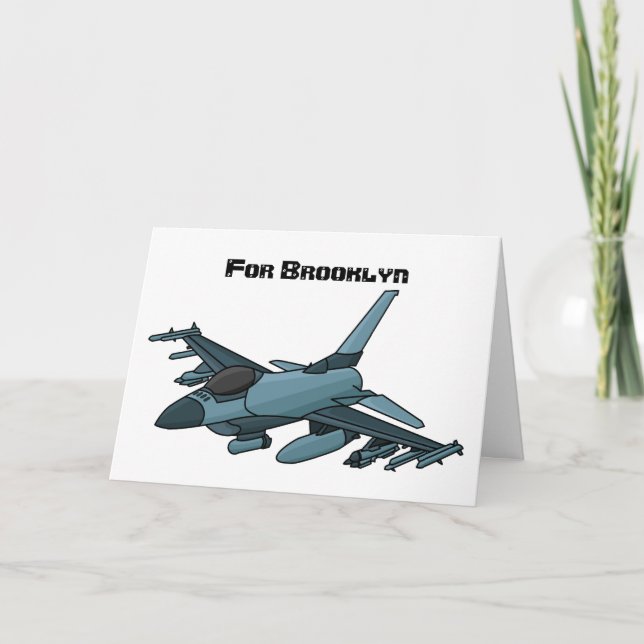 Carte Caricature d'avion de chasse militaire (Devant)