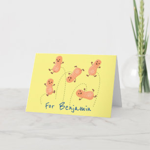 Carte Caricature de cacahuètes joyeux sautillant