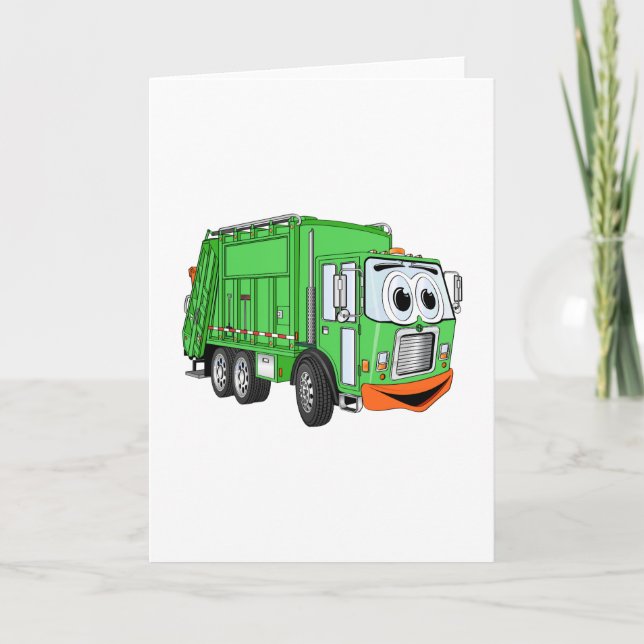 Carte Caricature de camion à ordures souriante (Devant)