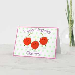 Carte Caricature de cerises rouges mignonnes
