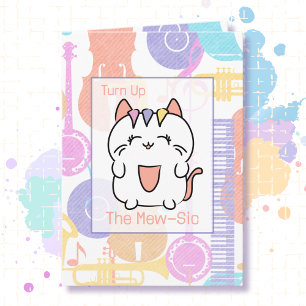 Carte Caricature de chat mignon Anniversaire Drôle Dire