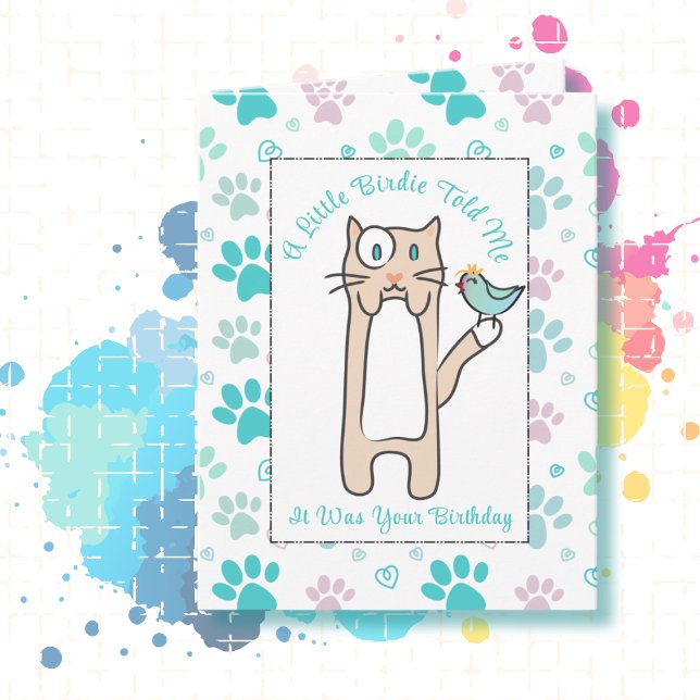 Carte Caricature de chat mignonne amusant dire avec l'oi (Créateur téléchargé)