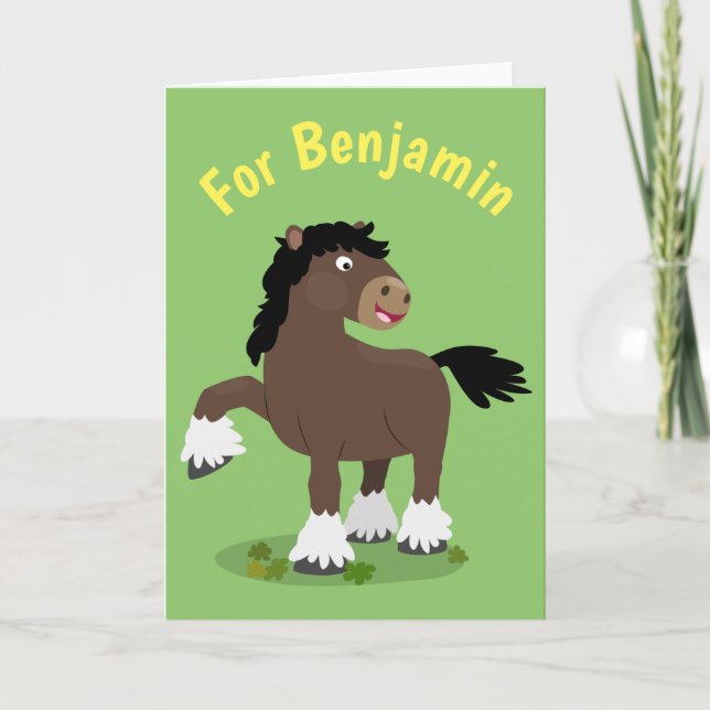 Carte Caricature de cheval de trait de Cute Clydesdale (Devant)