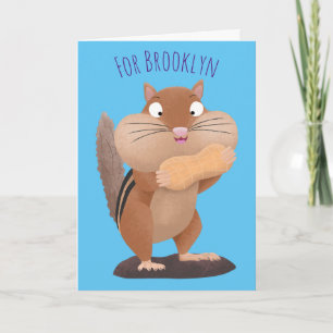 Carte Caricature de chipmunk à grosses joues mignonnes