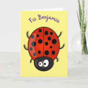 Carte Caricature de coccinelle rouge joyeux