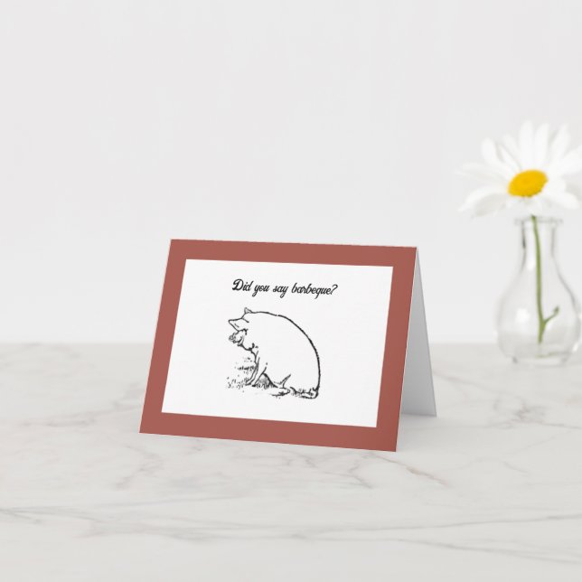 Carte Caricature de cochon de Perky mignon, croquis d'en (Petite plante)