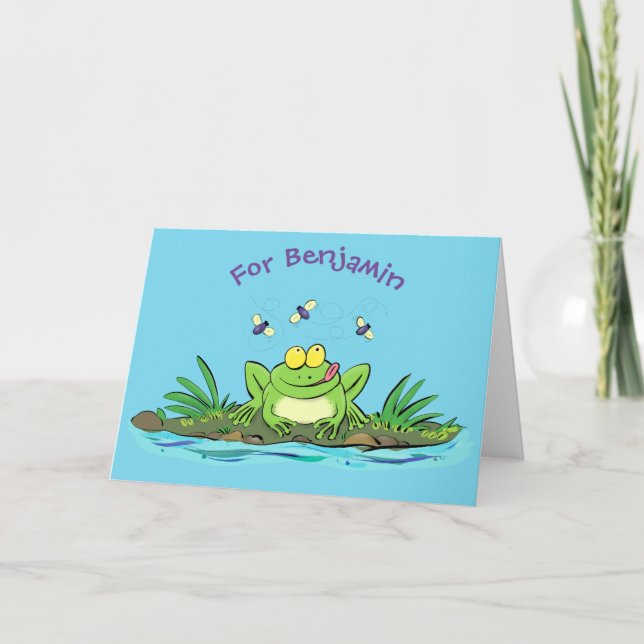 Carte Caricature de grenouille vert mignon (Devant)