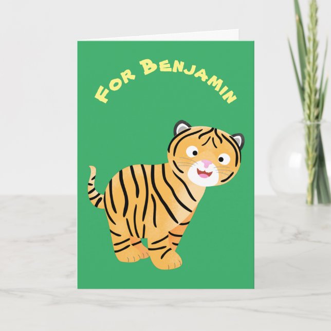 Carte Caricature de petit tigre joyeux (Devant)
