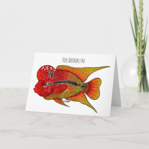 Carte Caricature de poisson cichlide à fleur