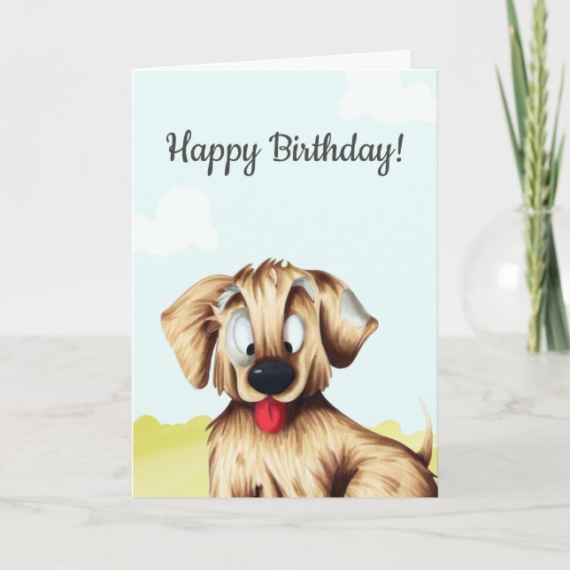 Carte Caricature d'or retriever personnalisée Anniversai (Devant)