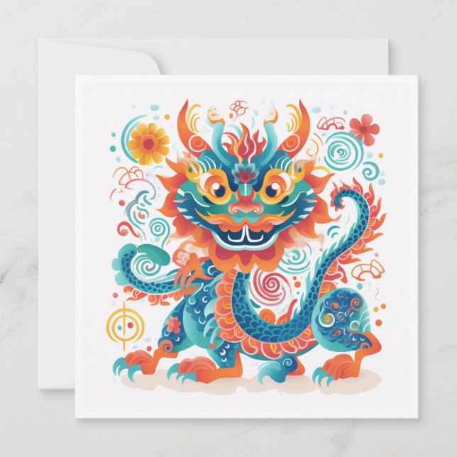 Carte Caricature Dragon chinois (Devant)