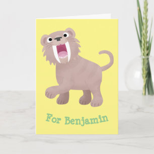 Carte Caricature du tigre mignon Saber Toothed Smilodon