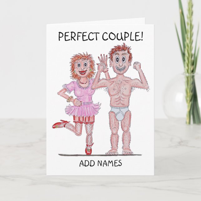 Carte Caricature d'un couple parfait (Devant)