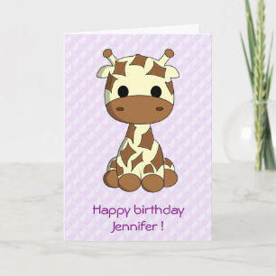Carte Caricature en girafe Cute anniversaire de enfant p