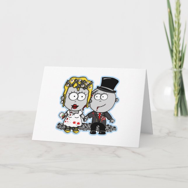 Carte Caricature mignonne Cadeaux de mariage marié et ma (Devant)