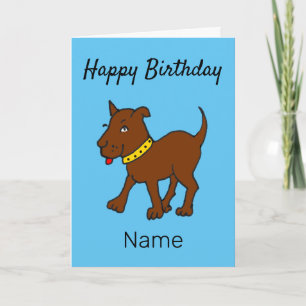 Carte Caricature mignonne Chien Brown moche Anniversaire