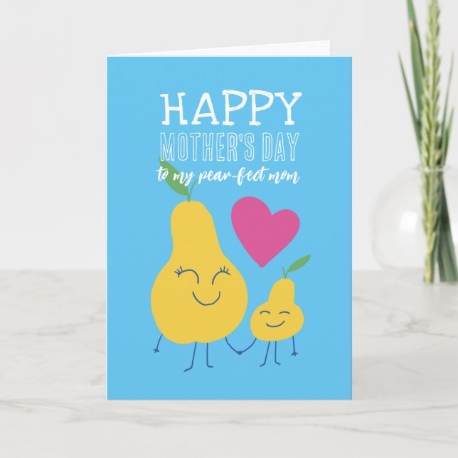 Carte Caricature Pear Fruit Pun Caricature Bonne Fête de (Devant)