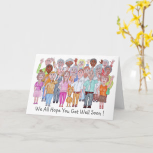 Carte Caricature Personnes Avec Un Message De Bien-Être