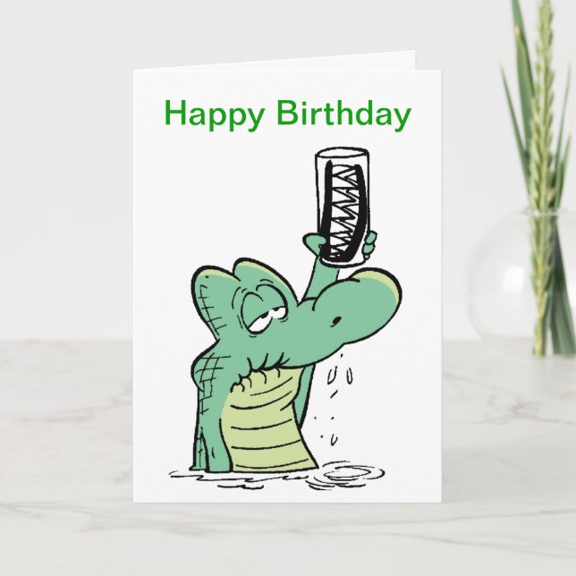 Carte Caricature pour l'anniversaire du crocodile des se (Devant)