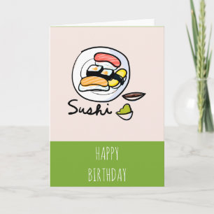 Carte Caricature sushi art japonais mignon