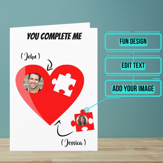Carte Caricature Vous Me Complétez Puzzle Coeur Annivers (This lovely sentimental card is a touching metaphor for that special person in your life.)