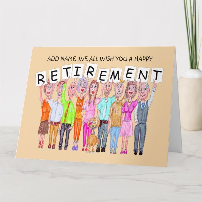 Carte Caricatures de personnes souhaitant une retraite h (Devant)