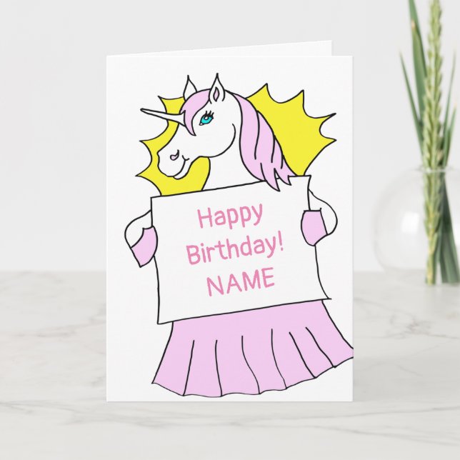 Carte Caricorne de la Cute Unicorn Anniversaire (Devant)