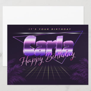 Carte Carla Name Prénom lila retro