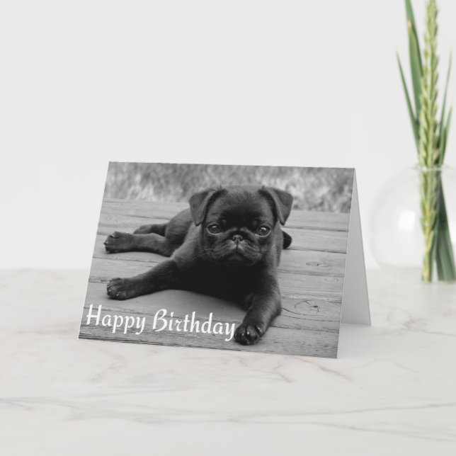 Carte Carlin Chien Chien Chien Heureux Anniversaire Cart (Devant)