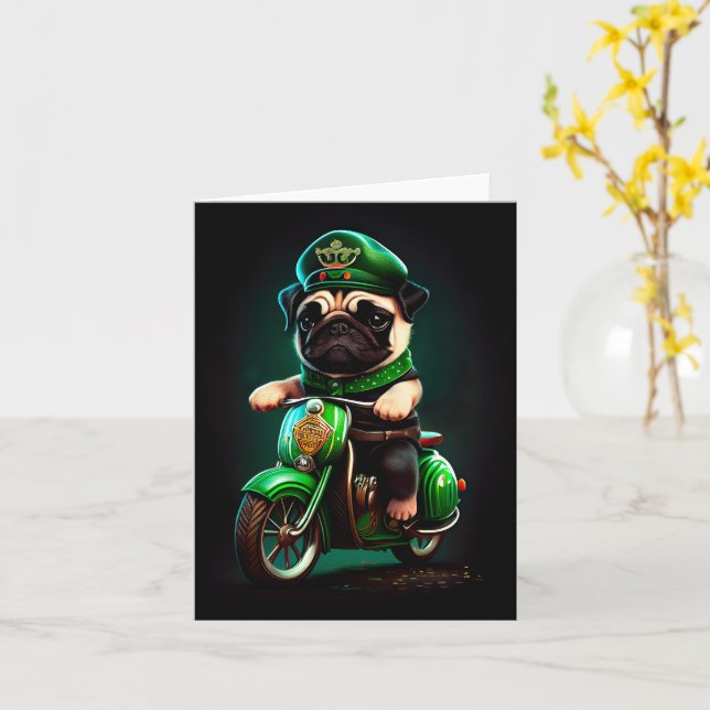 Carte Carlin Chien Conduite Vélo St. Patrick's Day (Fleur jaune)