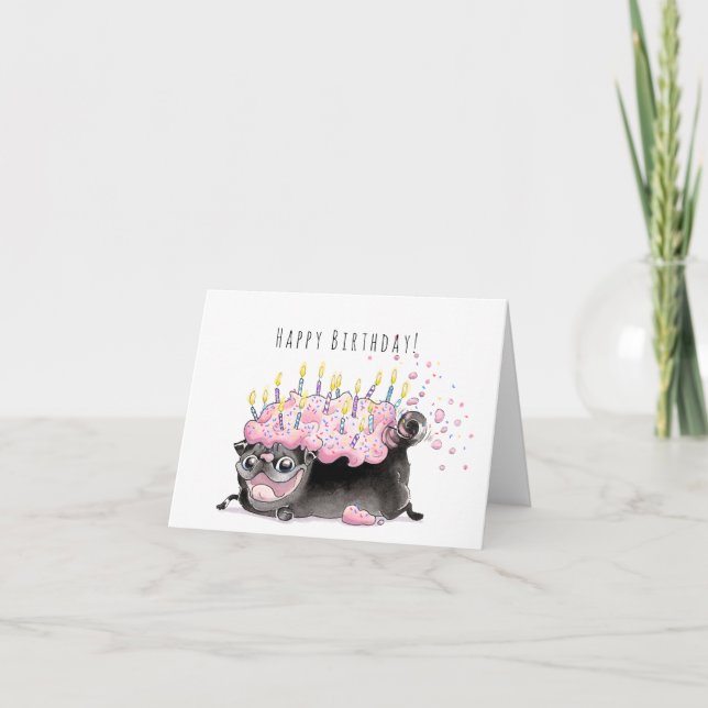 Carte Carlin congelé de fraise gâteau carlin noir annive (Devant)